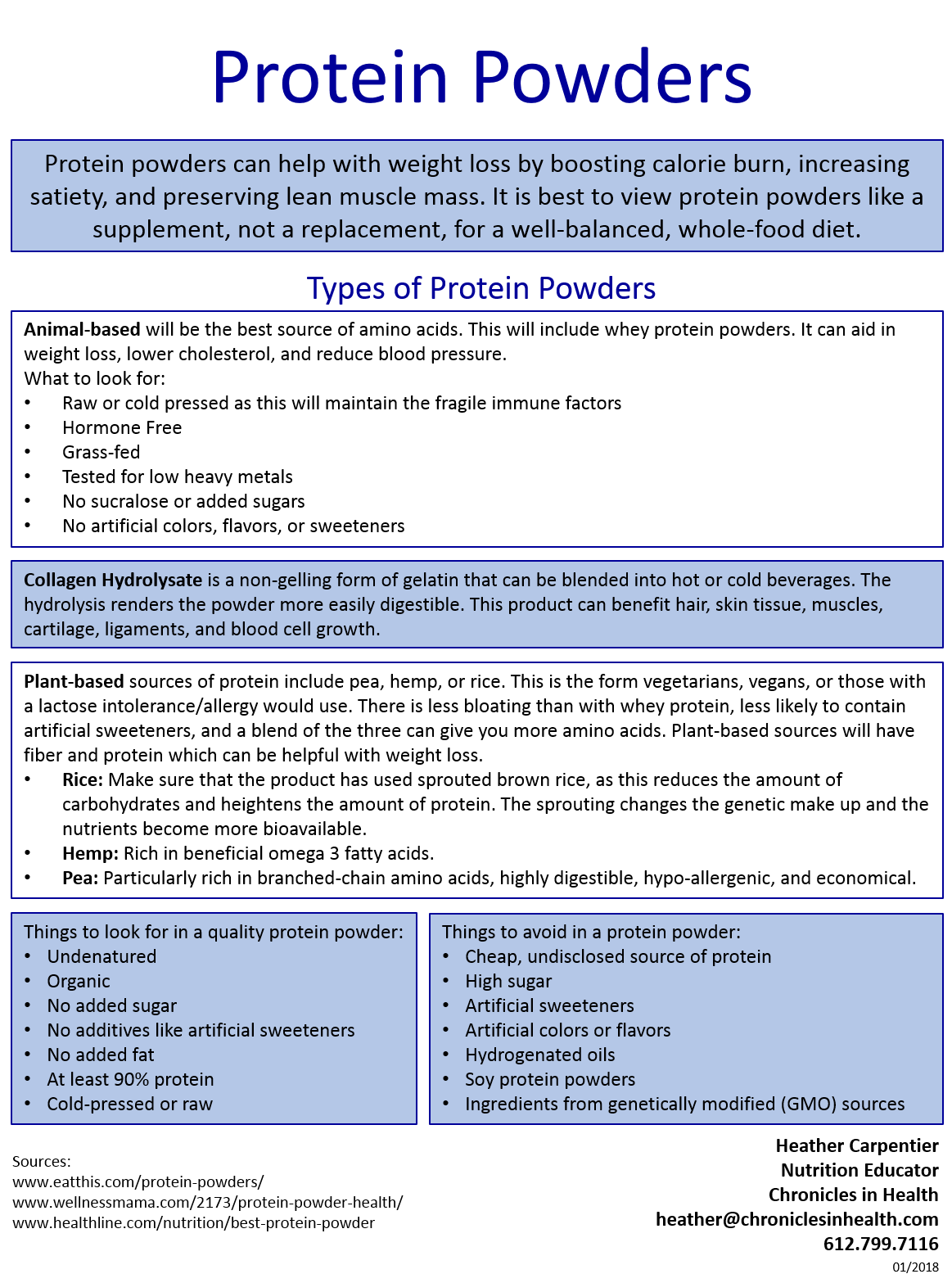 Protein Powder Info Sheet Chronicles in Health